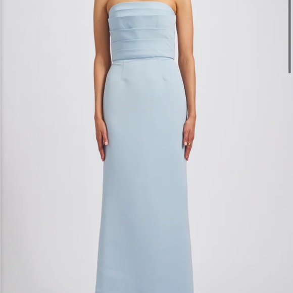 Amsale | Dresses | Amsale Sonia Dress In Ice Blue Strapless Sheath Maxi  Dress For Weddings | Poshmark